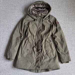 Hollister Heritage Collection Faux Fur Lined Parka Jacket Olive‎ Green Womens S